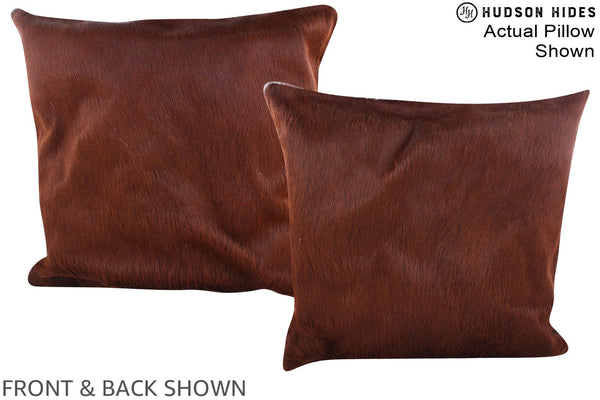 Solid Brown Cowhide Pillow #A14862