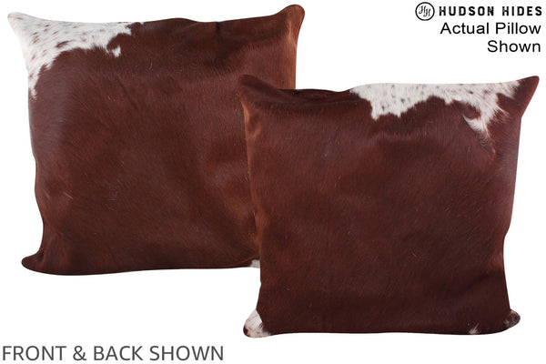 Brown and White Cowhide Pillow #A14875