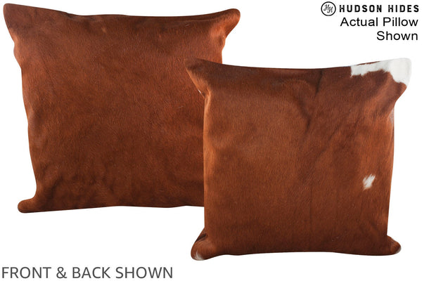 Solid Brown Cowhide Pillow #A15078