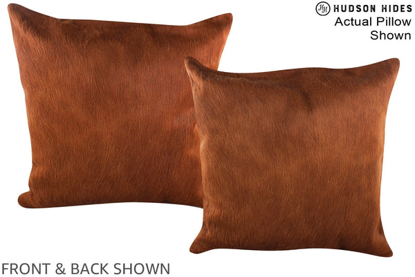 Solid Brown Cowhide Pillow #A15109