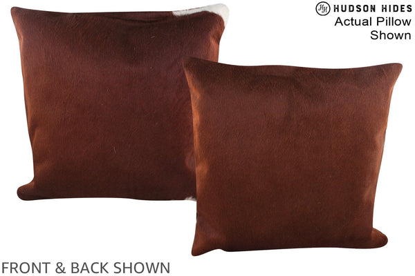Solid Brown Cowhide Pillow #A15119