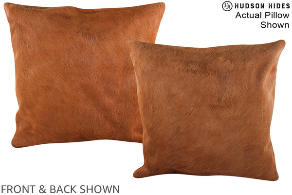 Solid Brown Cowhide Pillow #A15124