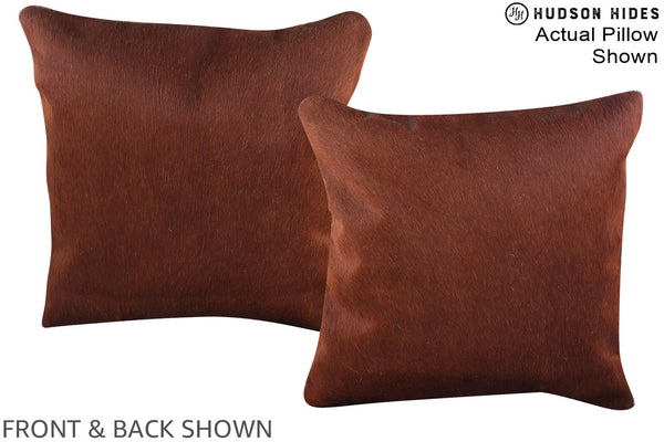 Solid Brown Cowhide Pillow #A15370