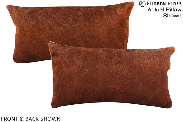 Solid Brown Cowhide Pillow #A15399
