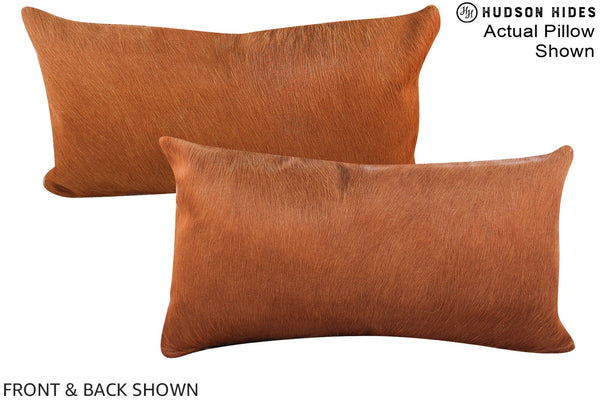 Solid Brown Cowhide Pillow #A15427