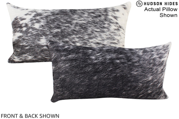 Salt and Pepper Black Cowhide Pillow #A15453