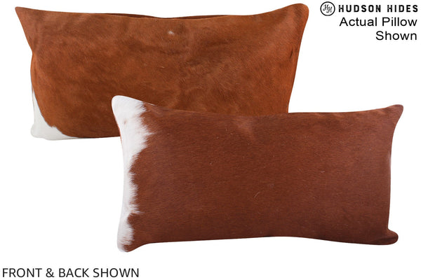 Solid Brown Cowhide Pillow #A15558