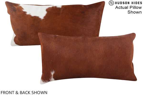 Brown and White Cowhide Pillow #A15576