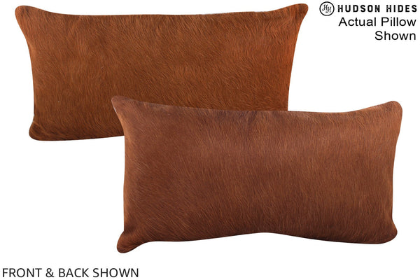 Solid Brown Cowhide Pillow #A15766