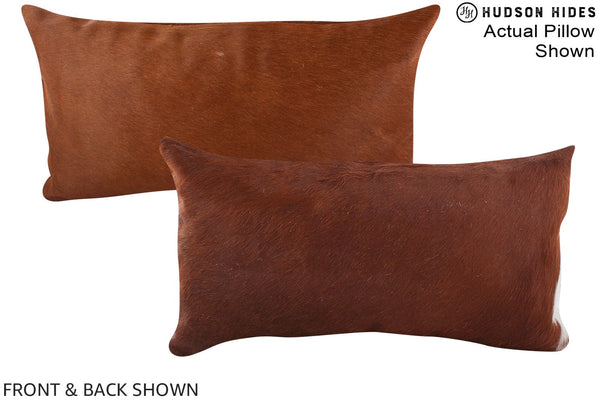 Solid Brown Cowhide Pillow #A15804