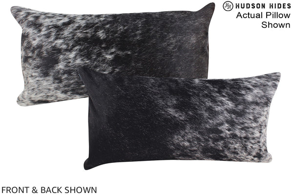Salt and Pepper Black Cowhide Pillow #A15889