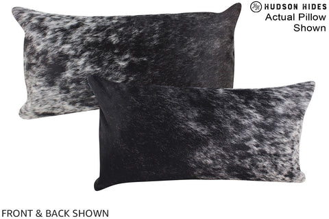 Salt and Pepper Black Cowhide Pillow #A15889