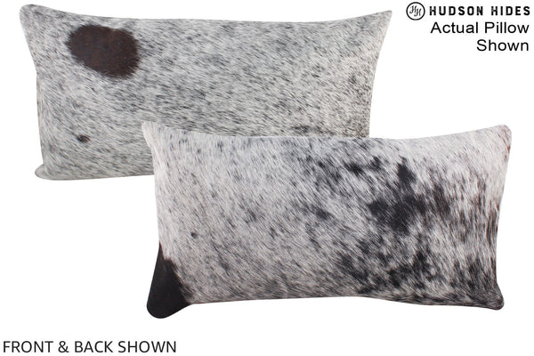 Salt and Pepper Black Cowhide Pillow #A15930