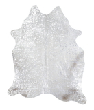 Metallic Silver White Cowhide Rug #A17884