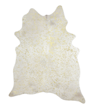 Metallic Gold White Cowhide Rug #A20160