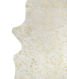 Metallic Gold White Cowhide Rug #A20160