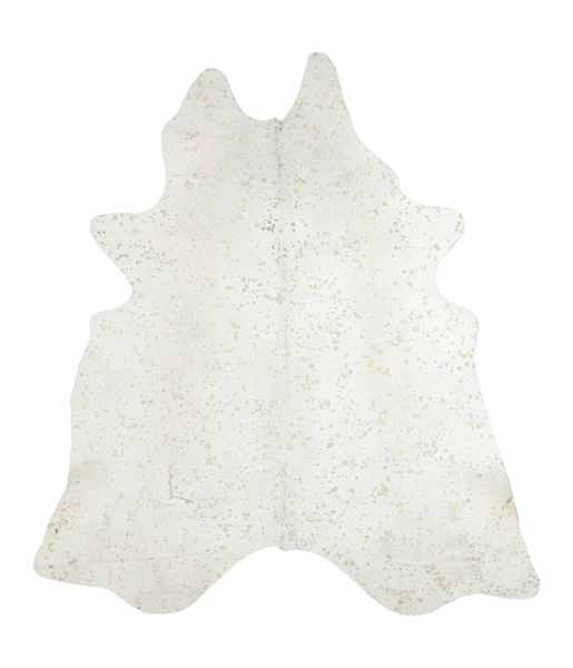 Metallic Gold White Cowhide Rug #A20162