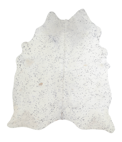 Metallic Silver White Cowhide Rug #A20186