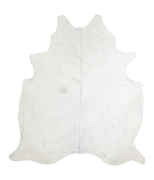Metallic Silver White Cowhide Rug #A20217