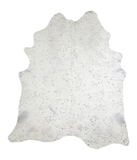 Metallic Silver White Cowhide Rug #A20221