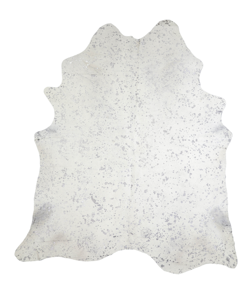 Metallic Silver White Cowhide Rug #A20221