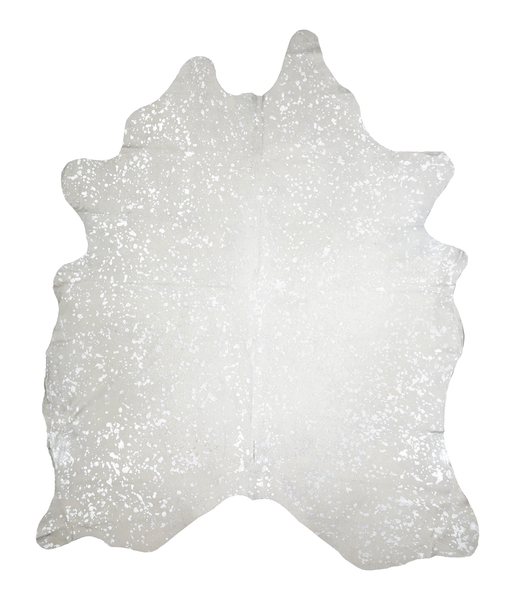Metallic Silver White Cowhide Rug #A20223