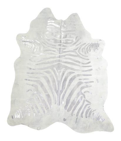 Zebra Metallic Cowhide Rug #A20274