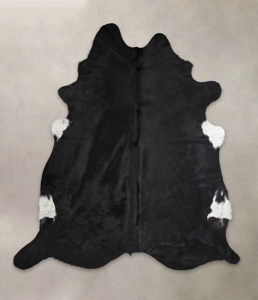 Solid Black Cowhide Rug #A25016