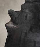 Solid Black Cowhide Rug #A25147