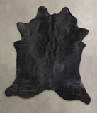 Solid Black Cowhide Rug #A25237