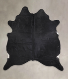 Solid Black Cowhide Rug #A25356