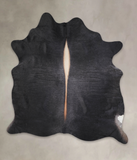 Solid Black Cowhide Rug #A25641