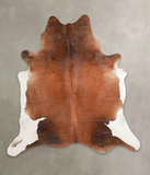 Brown and White Regular Cowhide Rug #A25721