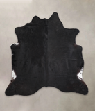 Solid Black Cowhide Rug #A26002