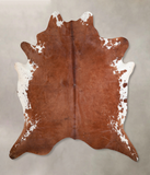 Brown and White Regular Cowhide Rug #A29636