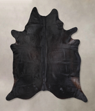 Solid Black Cowhide Rug #A30029