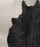 Solid Black Cowhide Rug #A30056