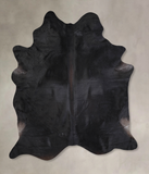Solid Black Cowhide Rug #A30071