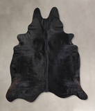 Solid Black Cowhide Rug #A30098