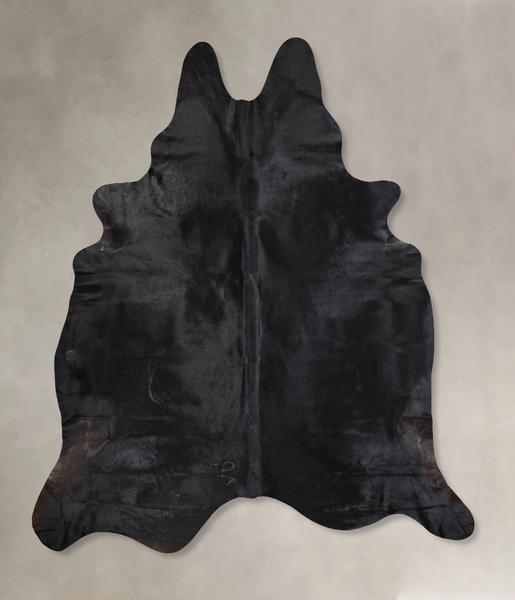 Solid Black Cowhide Rug #A30098