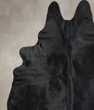 Solid Black Cowhide Rug #A30098