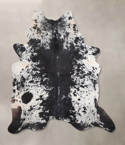Salt and Pepper Black Cowhide Rug #A30213