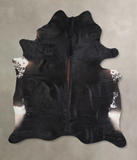 Solid Black Cowhide Rug #A30249