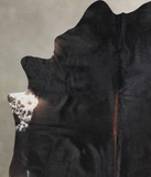 Solid Black Cowhide Rug #A30249
