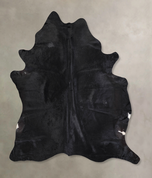 Solid Black Cowhide Rug #A30365