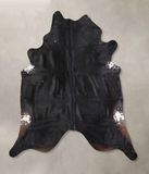Solid Black Cowhide Rug #A30408