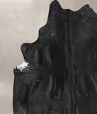 Solid Black Cowhide Rug #A30408