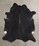 Solid Black Cowhide Rug #A30445