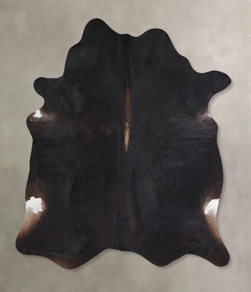 Solid Black Cowhide Rug #A30445