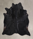 Solid Black Cowhide Rug #A30534